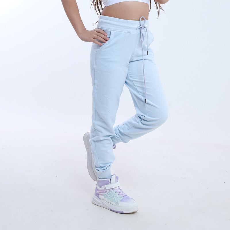 BEBO Plain girls' trousers with drawstring_Cyan - Image 2